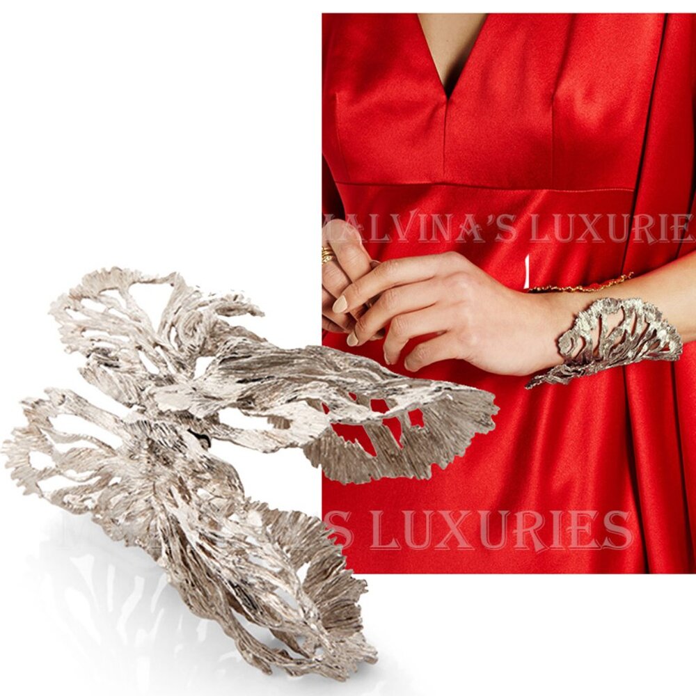 ALEXANDER MCQUEEN BRACELET SILVER TONE FISH WIDE WRAP CUFF